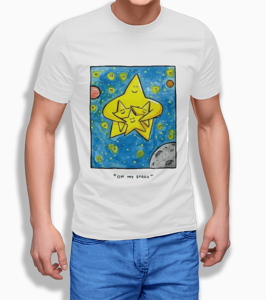 Oh My Stars Family Of Stars Celestial Background With Planets And Hearts T-Shirt