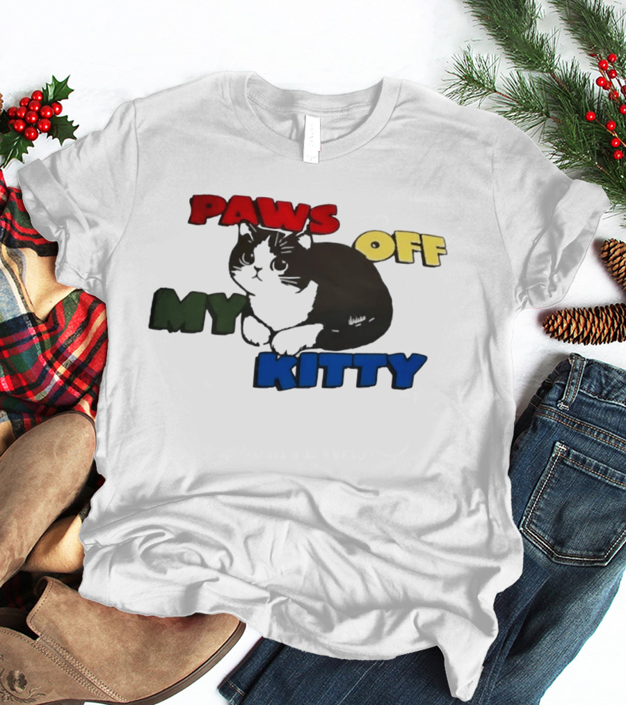 Paws Off My Kitty Cat Vintage Style Pet Lover T-Shirt