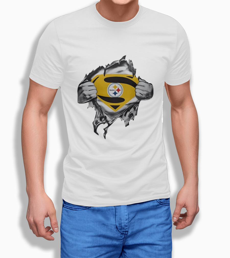 Pittsburgh Steelers Superman Chest Rip T-Shirt