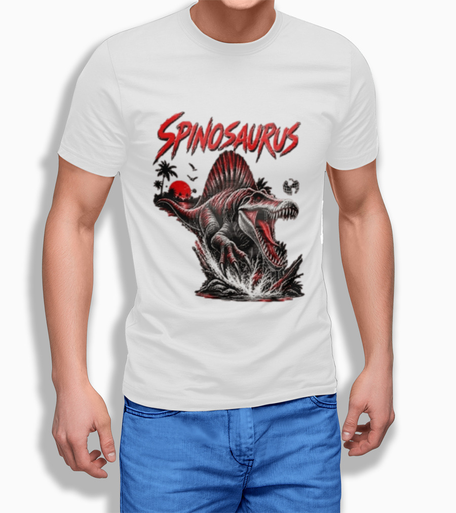 Spinosaurus Late Cretaceous 112 93 Million Years Ago Apex Predator Dinosaur Tropical Scene T-Shirt