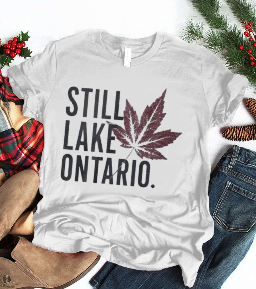 Still Lake Ontario Coordinates Great Lakes Maple Leaf T-Shirt