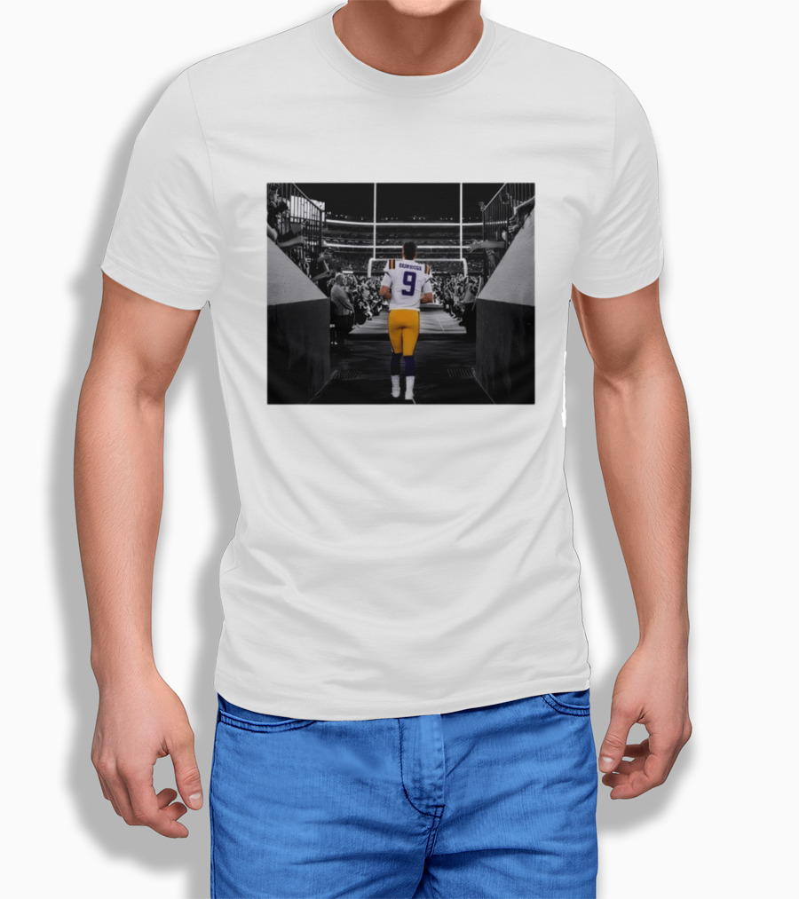 Joe Burrow 9 LSU Tigers Football Quarterback Stadium Entrance T-Shirt