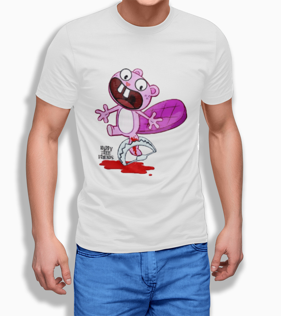 Toothy Happy Tree Friends Cartoon Beaver Stuck In Bear Trap T-Shirt