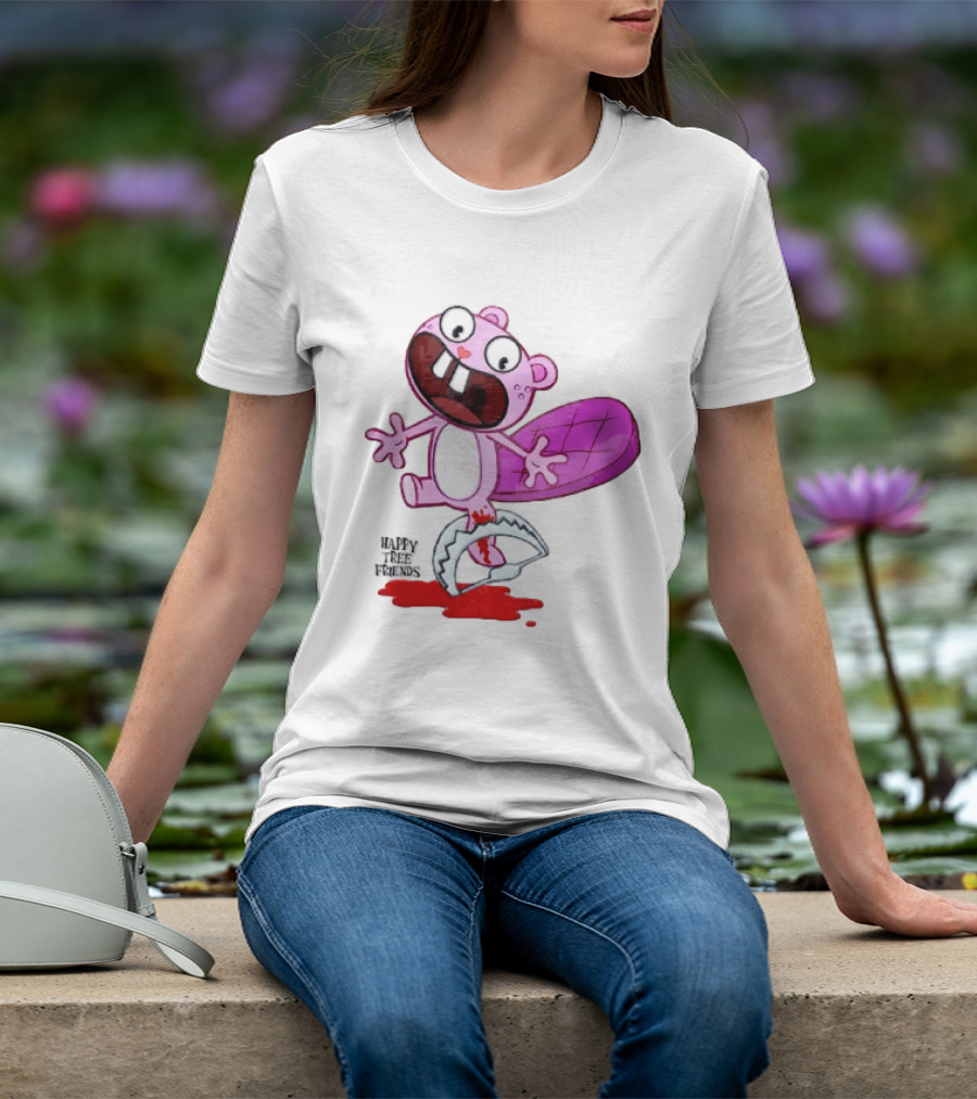 Toothy Happy Tree Friends Cartoon Beaver Stuck In Bear Trap T-Shirt