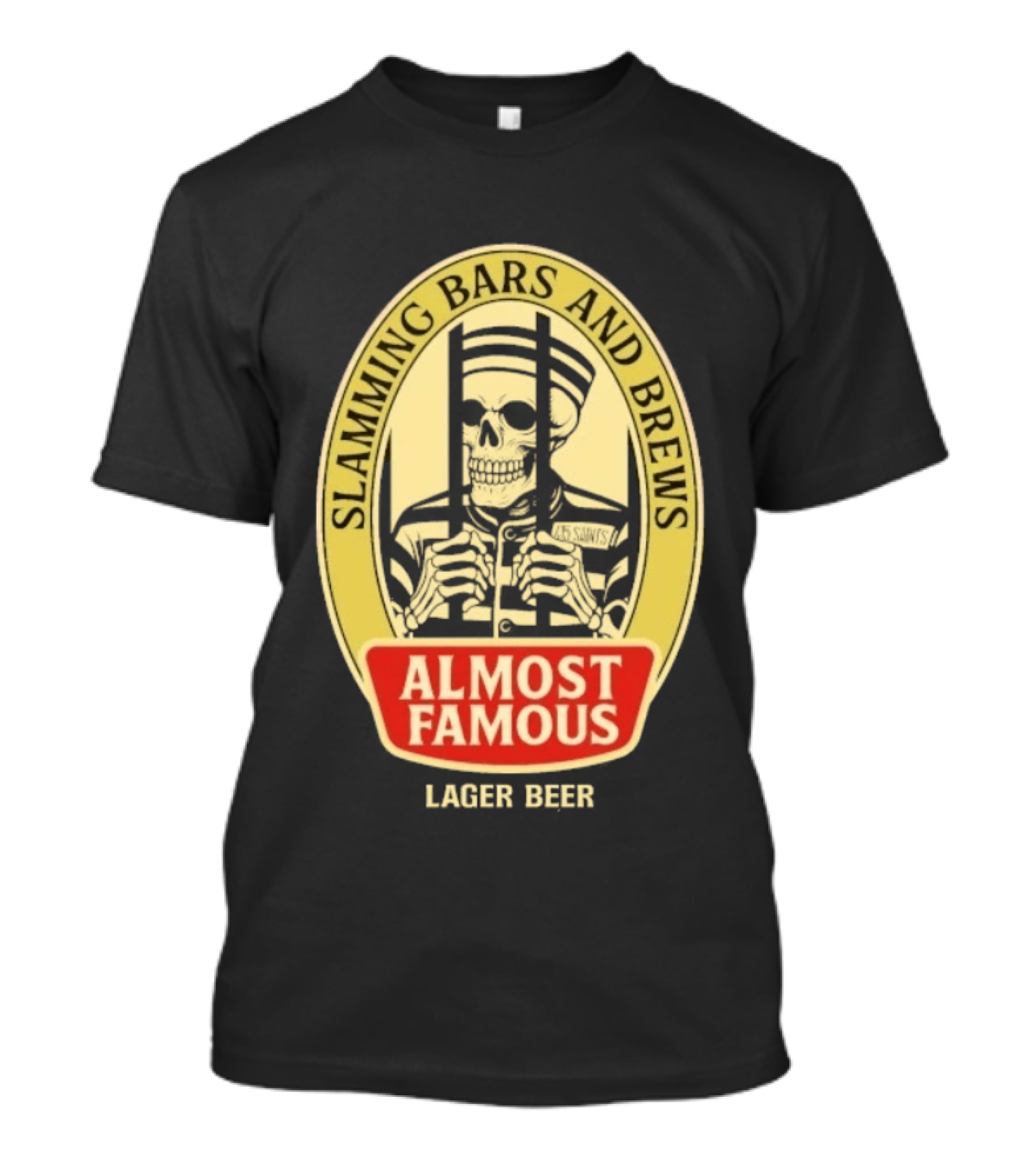 Almost Famous Slamming Bars And Brews Lager Beer Skeleton T-Shirt