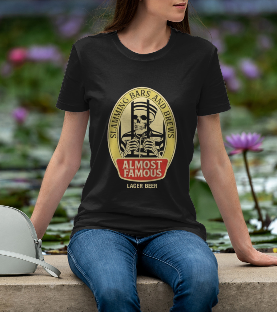 Almost Famous Slamming Bars And Brews Lager Beer Skeleton T-Shirt