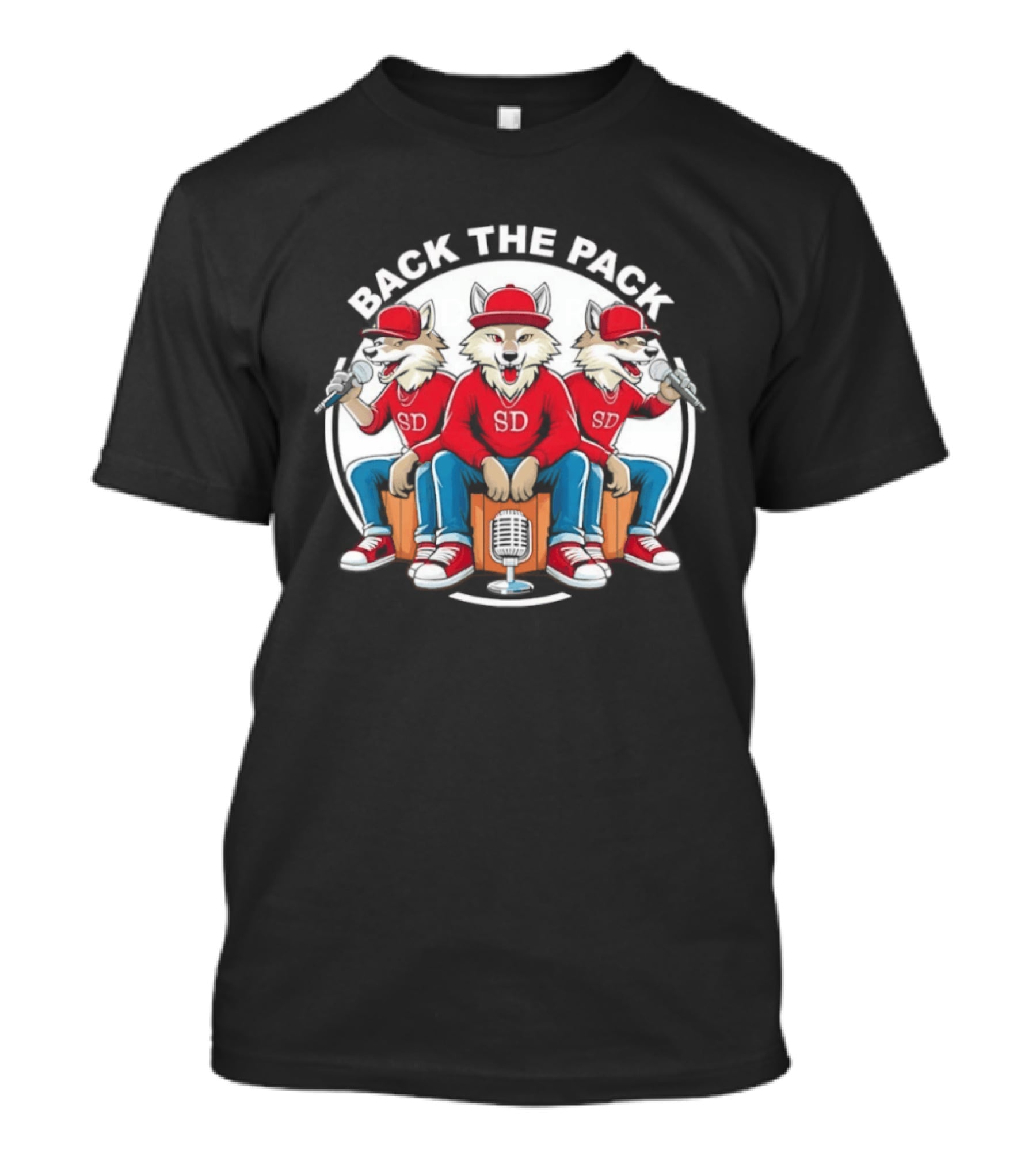 Back The Pack SD Wolf Rap Crew Hip Hop Trio Performance T-Shirt