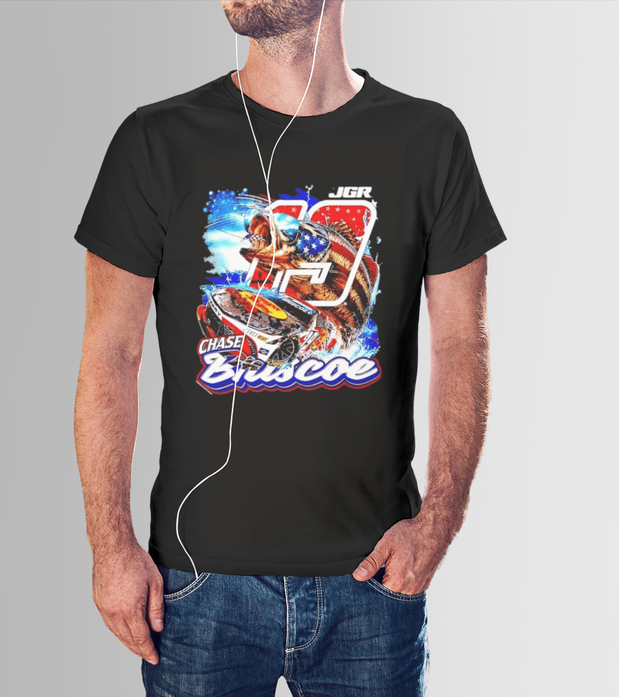 Chase Briscoe 19 JGR NASCAR Bass Pro Shops American Flag Racing Fish T-Shirt