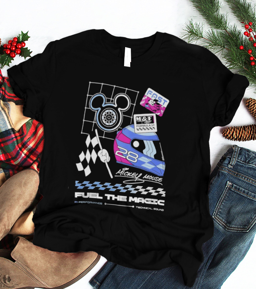 Mickey Mouse Fast Formula 1 Racing Helmet Fuel The Magic P1 Performance T-Shirt