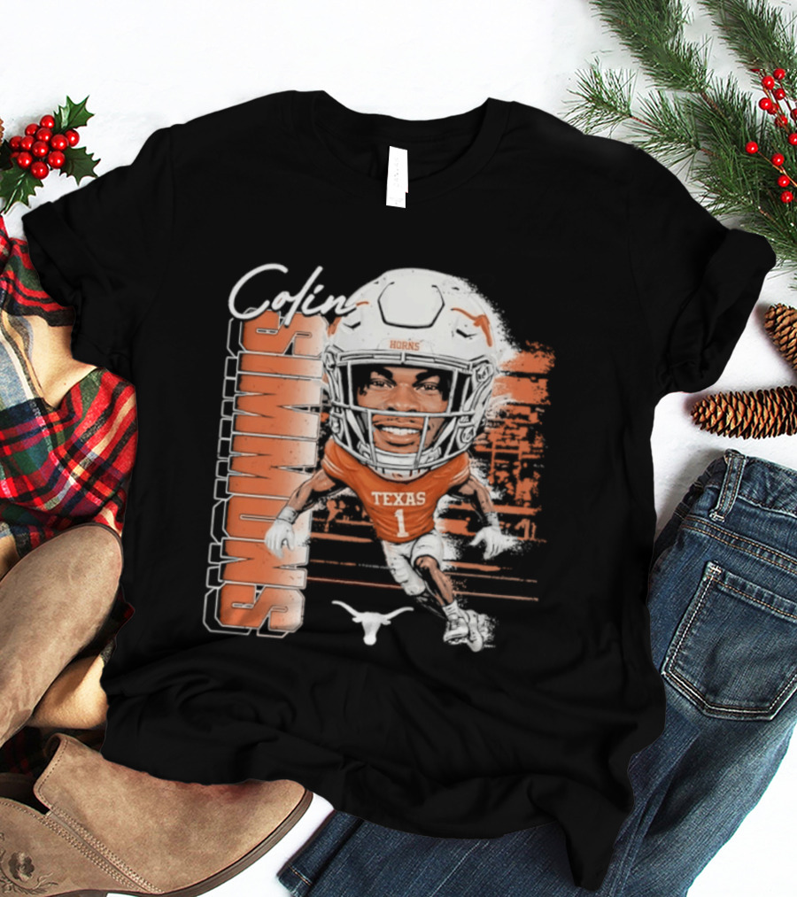 Colin Simmons Texas Longhorns Football Player Number 1 Distressed T-Shirt