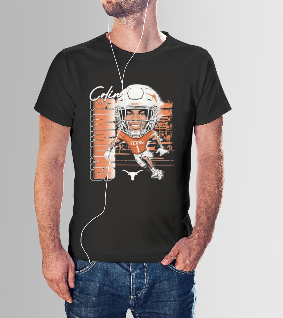 Colin Simmons Texas Longhorns Football Player Number 1 Distressed T-Shirt