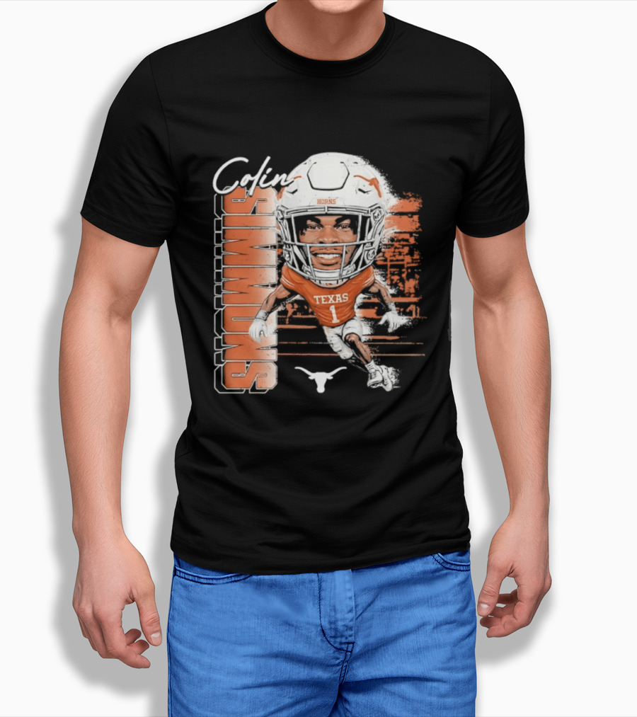 Colin Simmons Texas Longhorns Football Player Number 1 Distressed T-Shirt