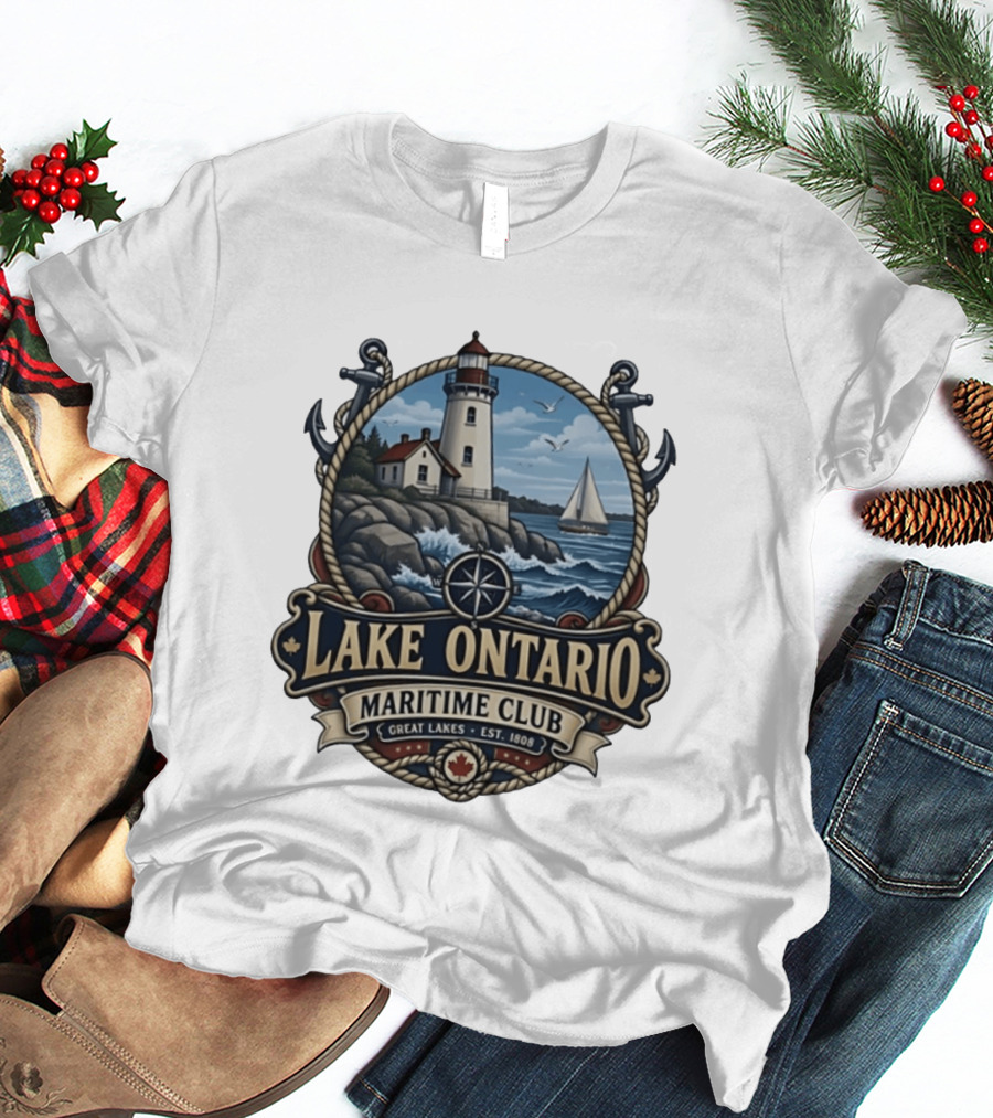 Lake Ontario Maritime Club Great Lakes Lighthouse Sailboat Est 1808 T-Shirt