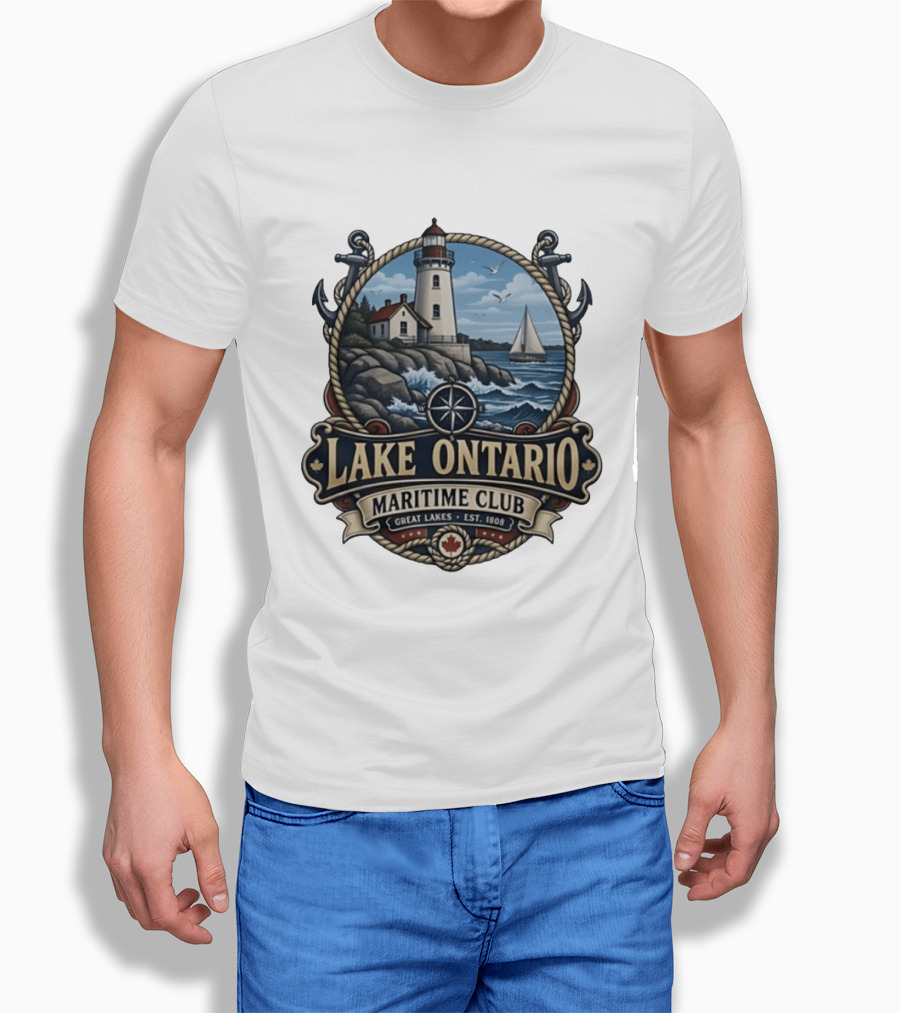 Lake Ontario Maritime Club Great Lakes Lighthouse Sailboat Est 1808 T-Shirt