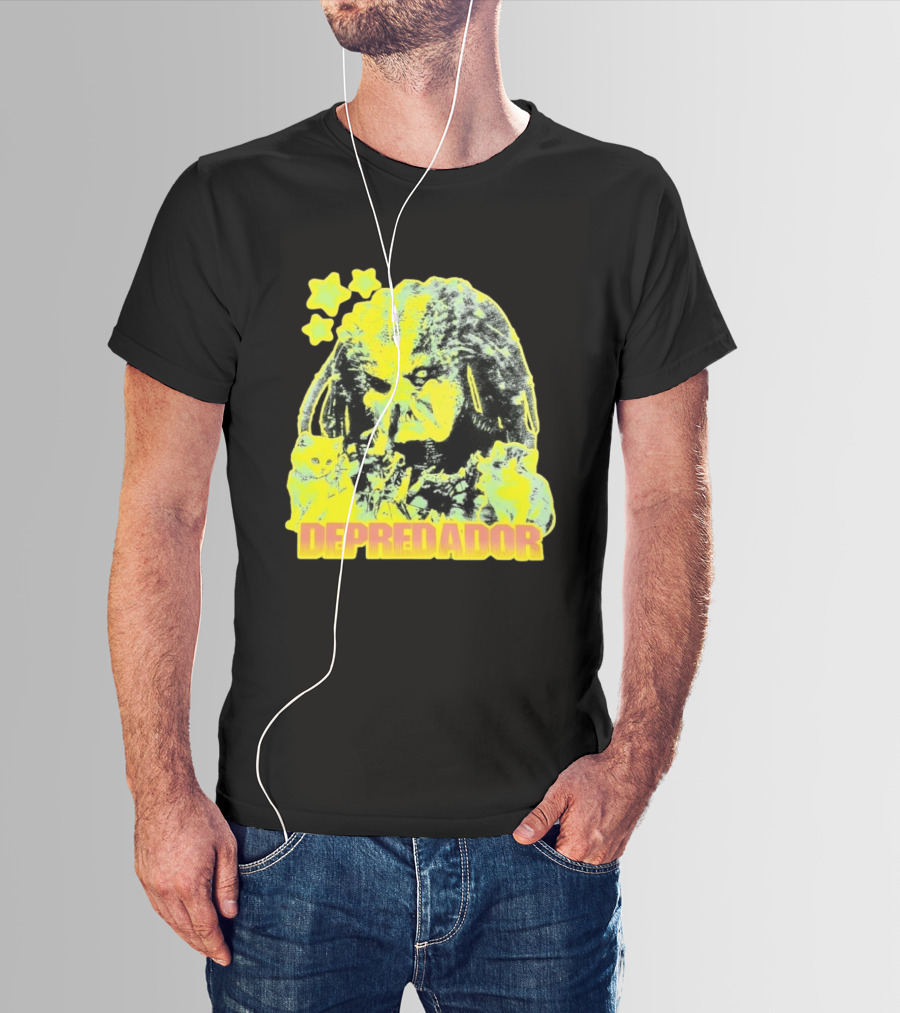 Depredador Predator Sci Fi With Kittens And Stars T-Shirt