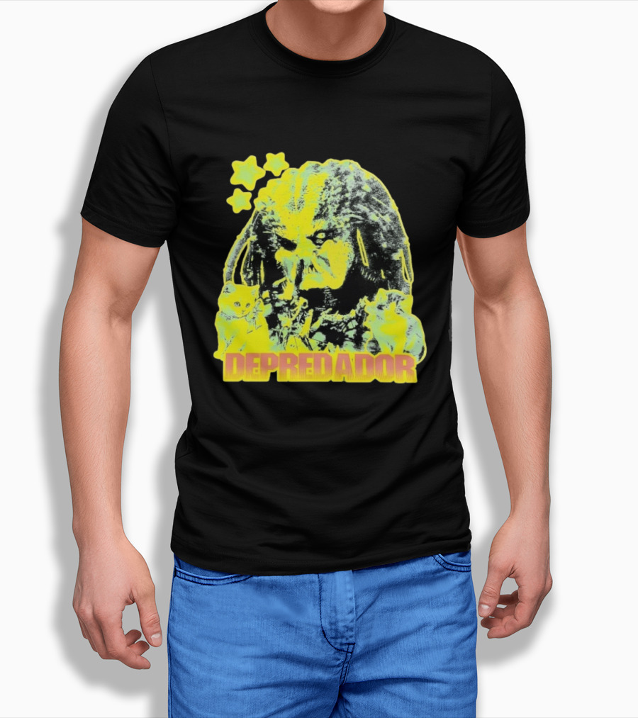 Depredador Predator Sci Fi With Kittens And Stars T-Shirt