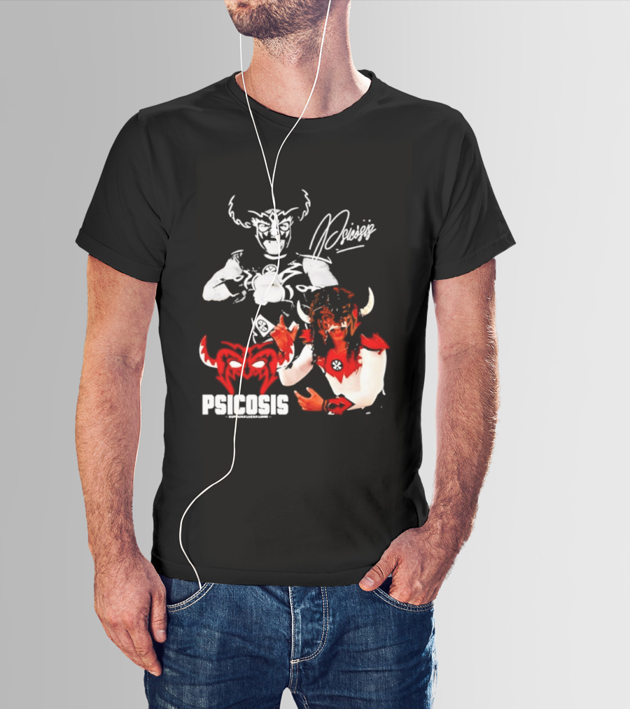 Psicosis Suprema Lucha Libre Wrestling Demon Mask Signature T-Shirt