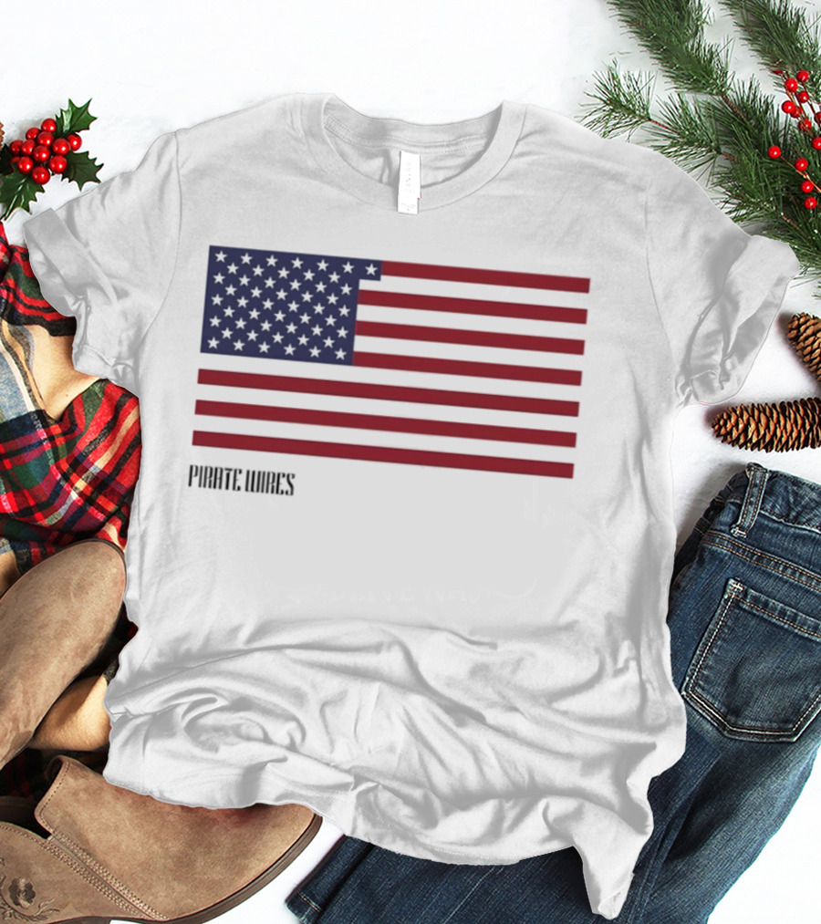Pirate Wires 1776 American Flag Lunar Position Relative To Earth T-Shirt