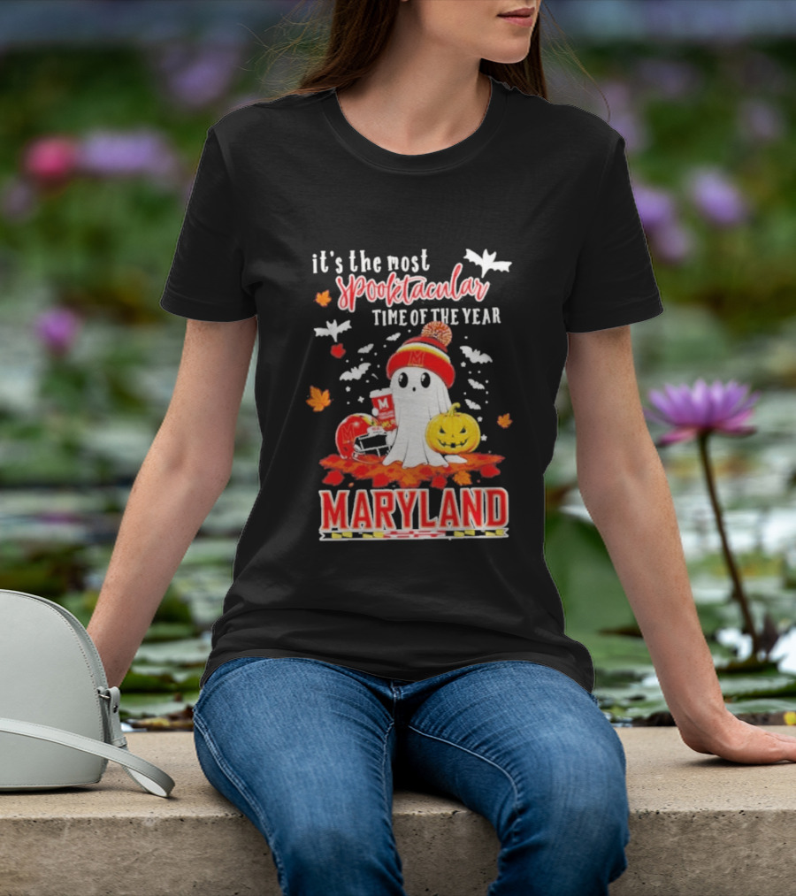 Maryland Terrapins Halloween 2026 Most Spooktacular Time Of The Year Ghost T-Shirt