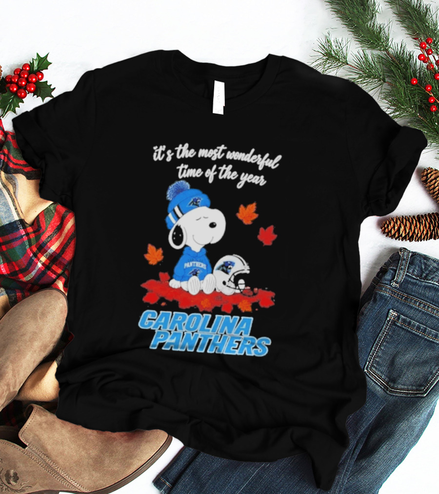 Carolina Panthers Snoopy Fall Halloween 2026 Most Wonderful Time Of The Year T-Shirt