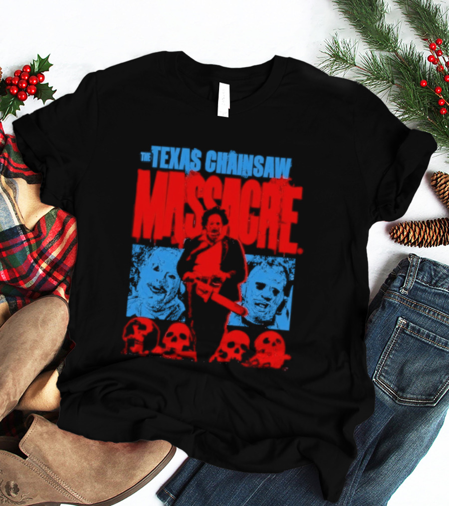 The Texas Chainsaw Massacre Leatherface Horror Movie Skulls Scene T-Shirt