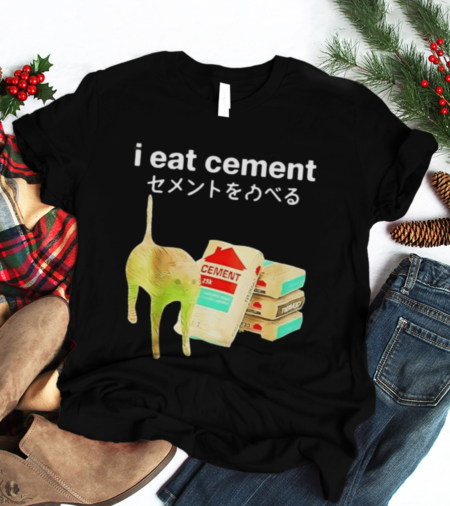 I Eat Cement Cat Meme Cursed T-Shirt