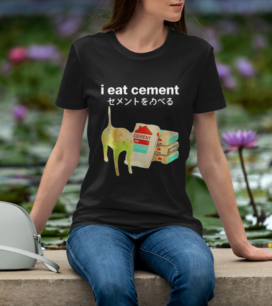 I Eat Cement Cat Meme Cursed T-Shirt