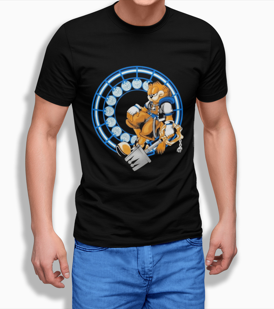Just Another Heartless Monday Yetee Crossover With Keyblade Wielding Garfiend And Cool Blue Circles T-Shirt
