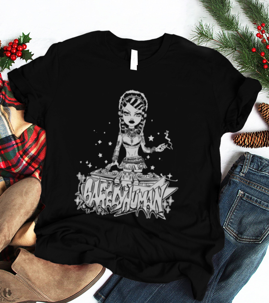 6Arelyhuman Digital Dancer Doll Tattoo Style DJ Aesthetic T-Shirt