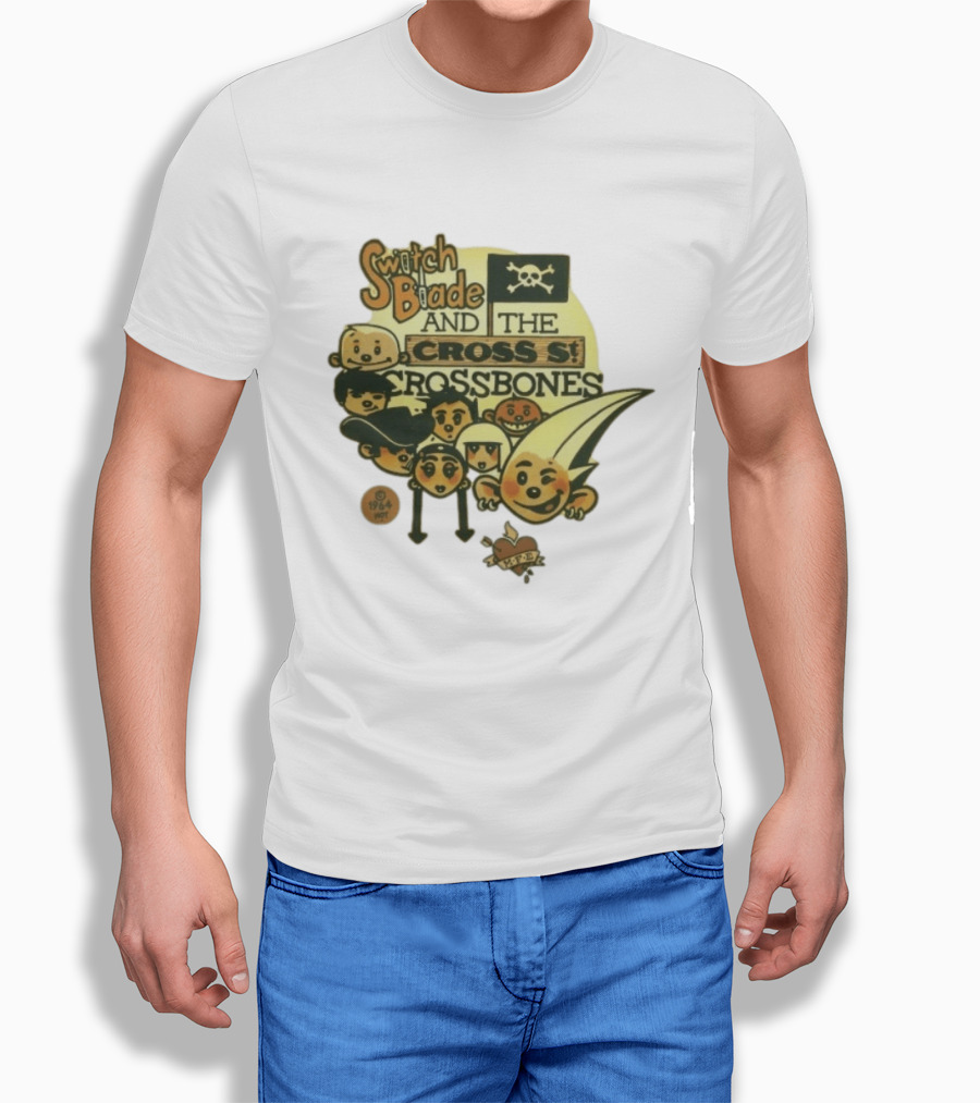 Switchblade And The Crossbones 1964 MFE Cartoon Characters With Skull Flag T-Shirt