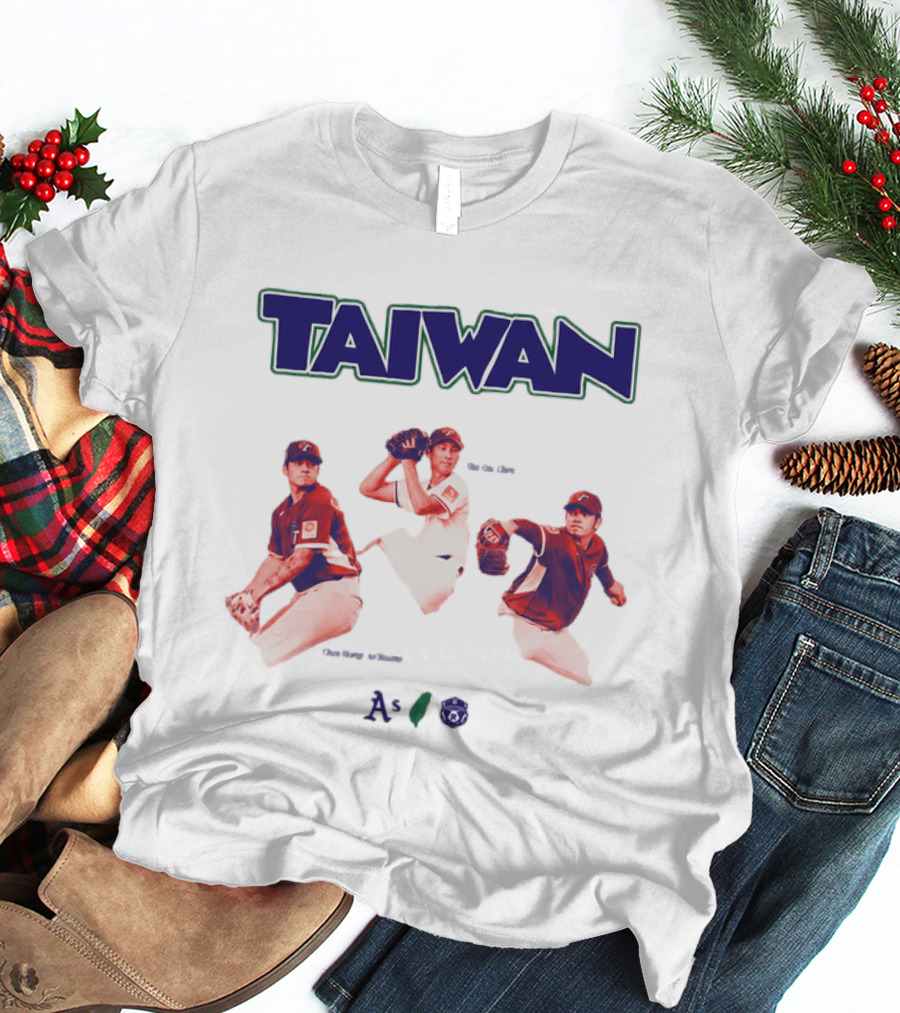 Taiwan Baseball Players Heritage With Taiwan Athletics And Baseball Federation Logos T-Shirt