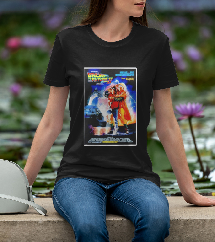 Back To The Future Part II Movie Michael J Fox Christopher Lloyd DeLorean Time Machine November 22 Spielberg T-Shirt