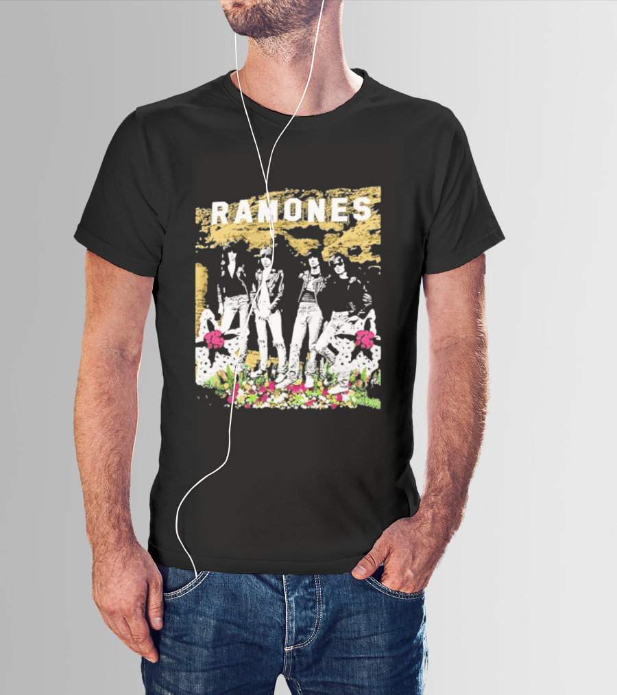 Ramones Floral Punk Rock Music Band T-Shirt