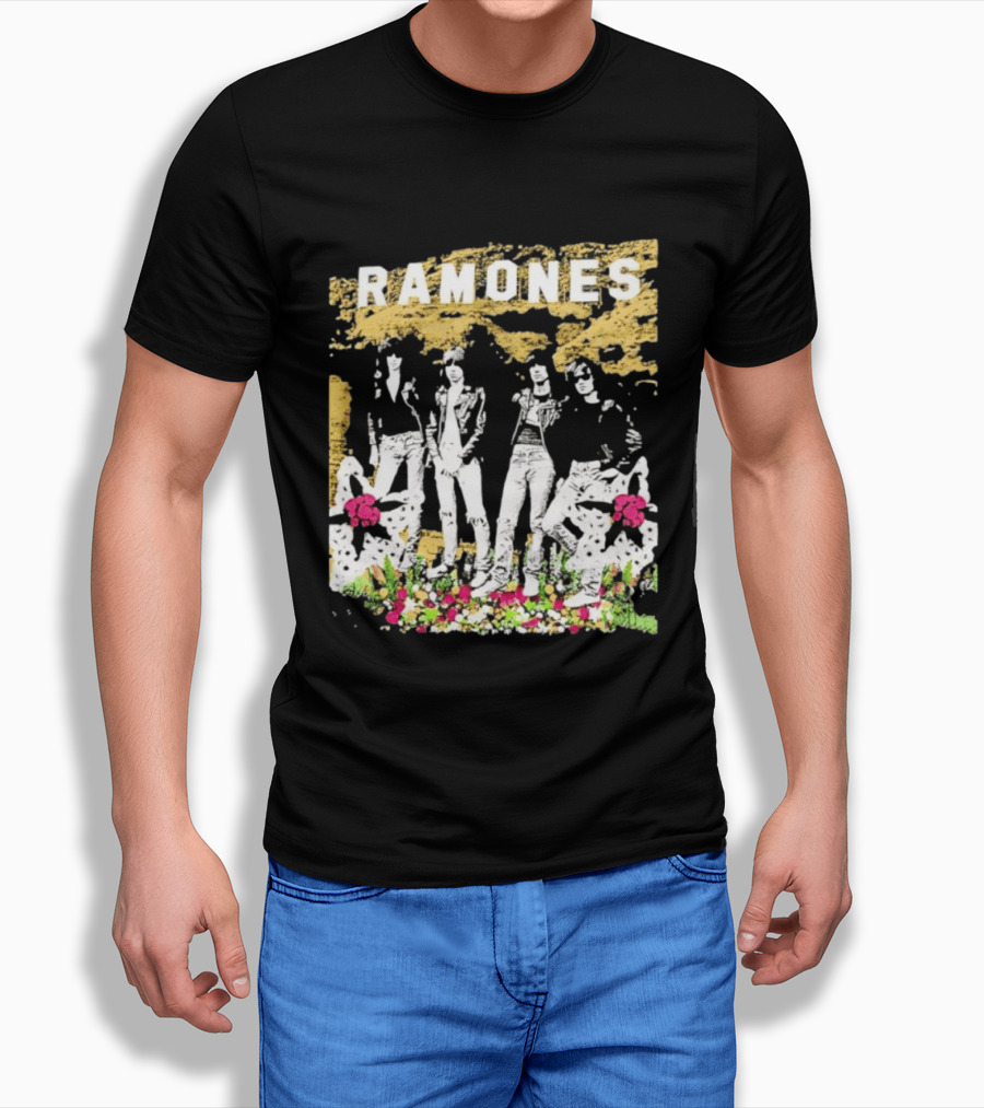 Ramones Floral Punk Rock Music Band T-Shirt