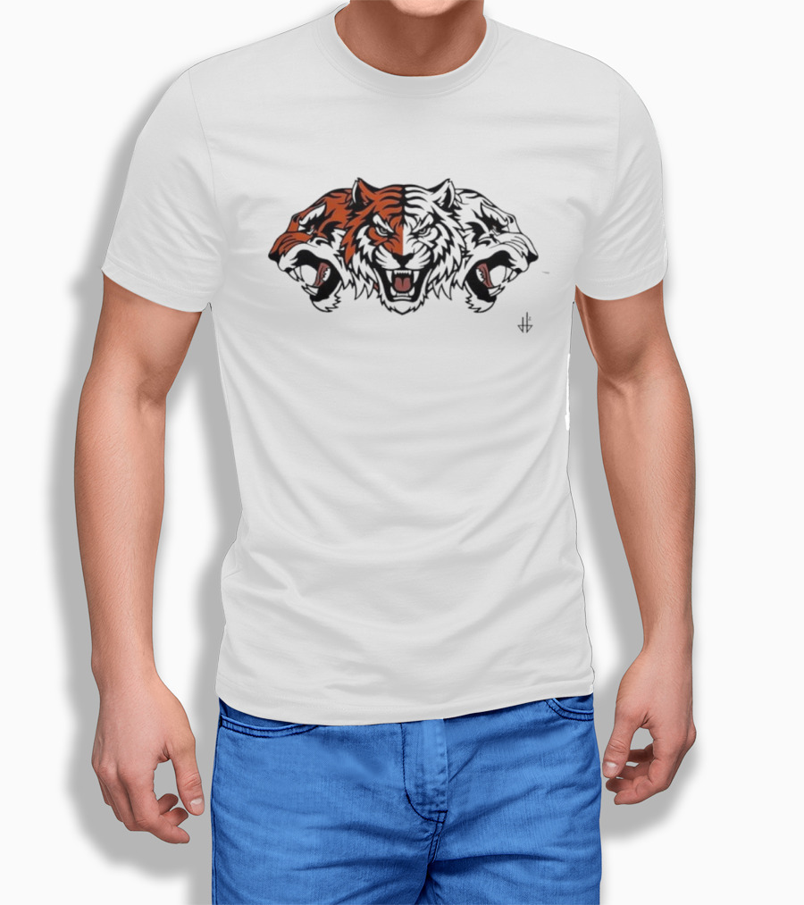 Three Headed Tiger Big Cat Fierce Roaring Trio T-Shirt