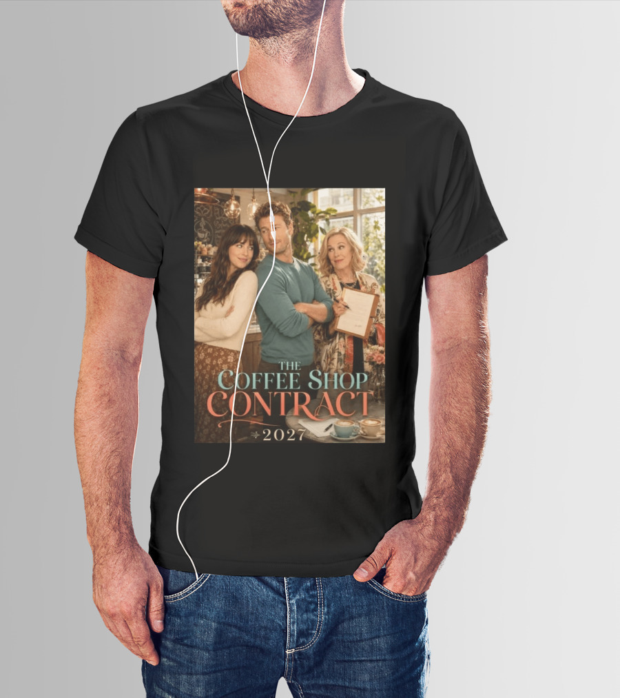 The Coffee Shop Contract 2027 Cozy Romantic Comedy Scene T-Shirt