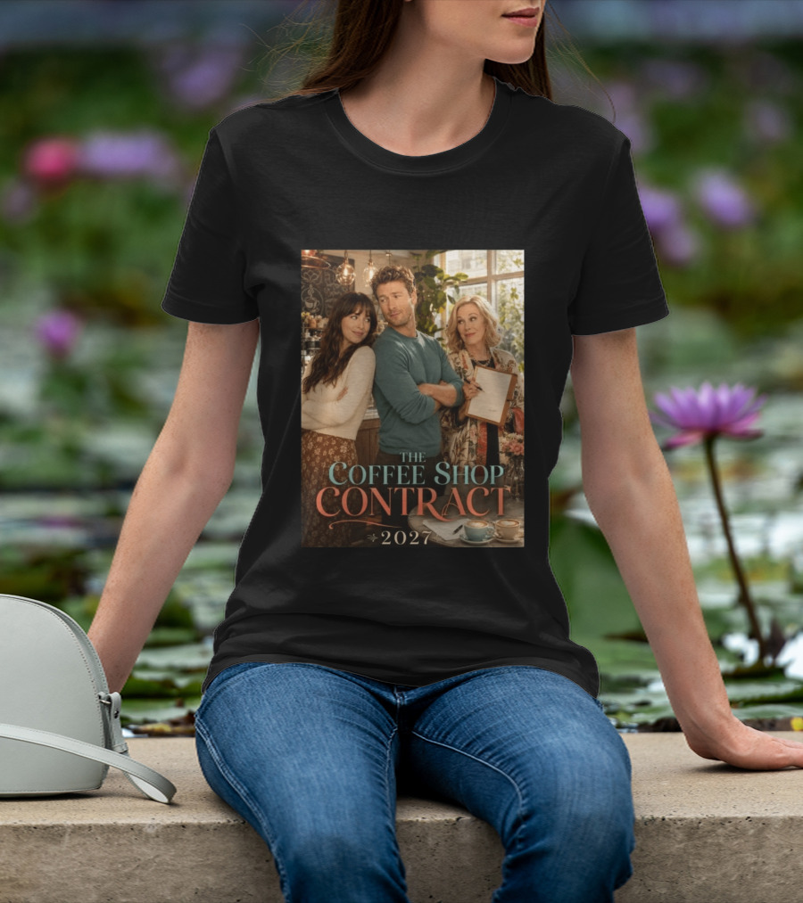 The Coffee Shop Contract 2027 Cozy Romantic Comedy Scene T-Shirt