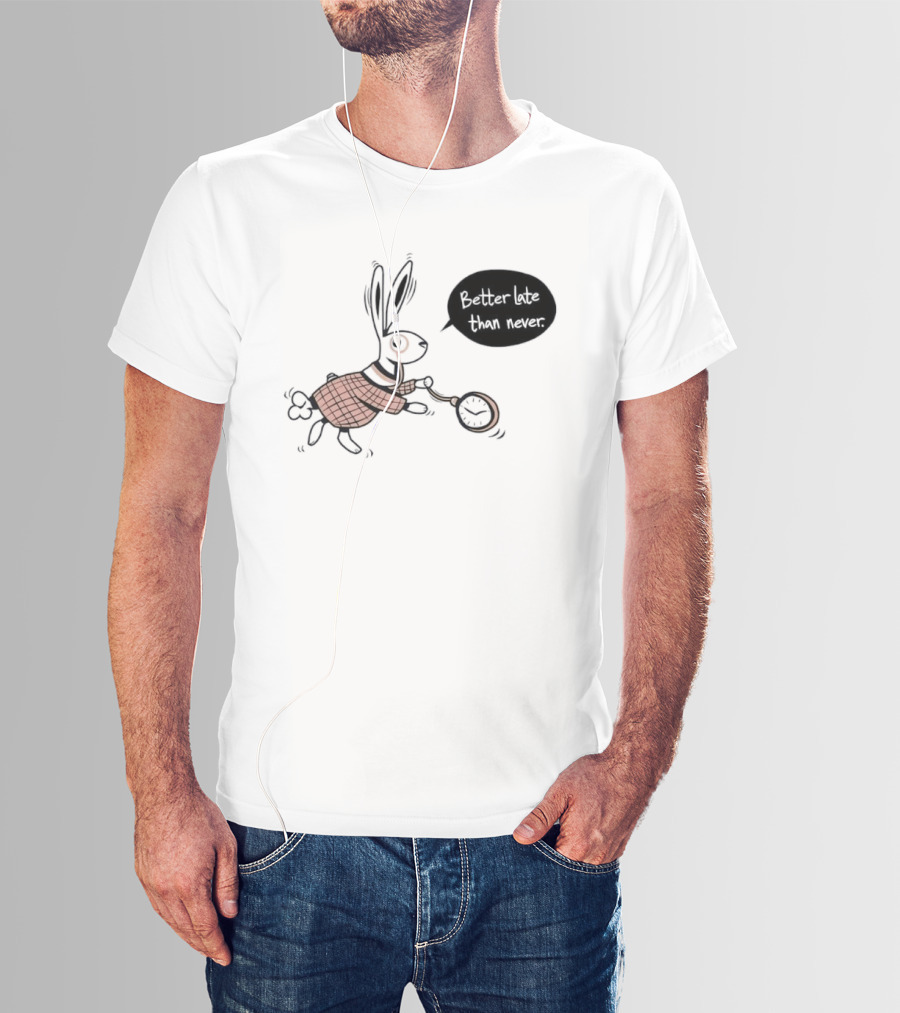 Better Late Than Never Rabbit Pocket T-Shirt