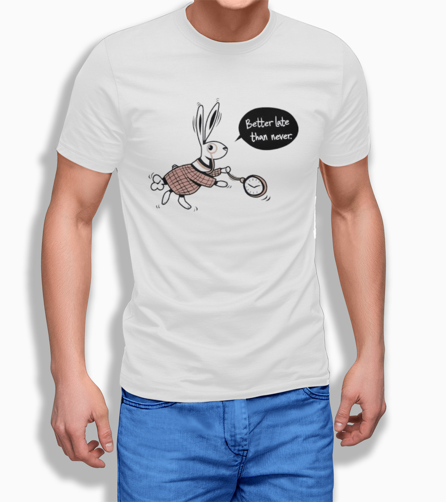 Better Late Than Never Rabbit Pocket T-Shirt