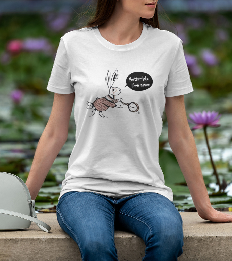 Better Late Than Never Rabbit Pocket T-Shirt