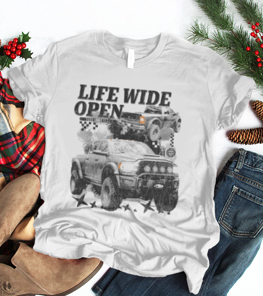 Cboystv Store Prospector Whiteout Life Wide Open Offroad Trucks T-Shirt