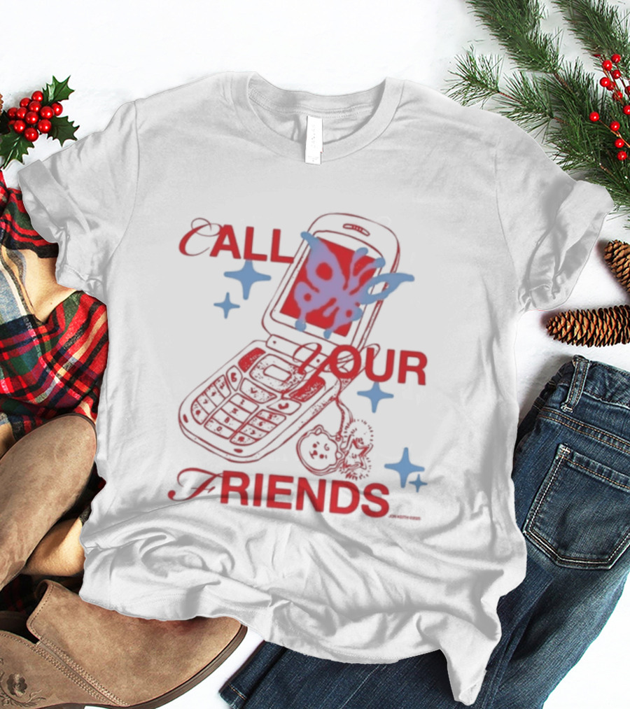 Call Your Friends Butterfly Flip Phone Stars T-Shirt