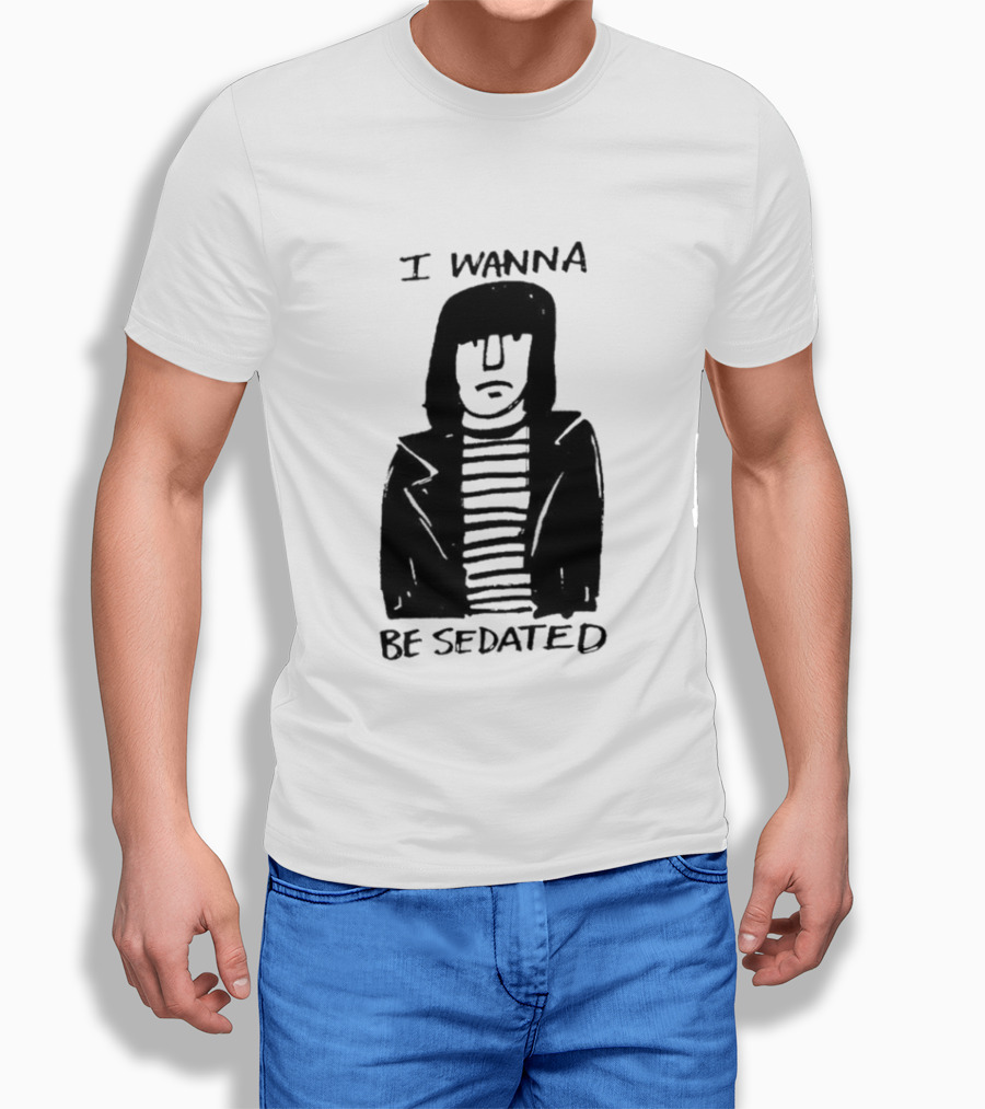 I Wanna Be Sedated Striped Jacket Character Sketch T-Shirt