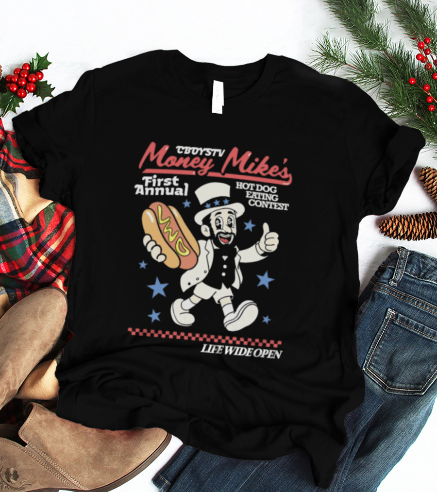 Cboystv Money Mikes First Annual Hotdog Eating Contest Live Wide Open T-Shirt