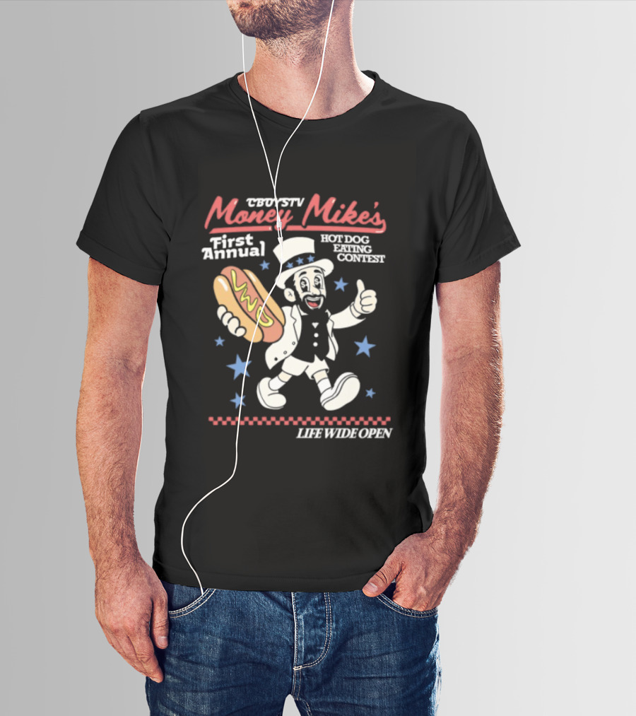 Cboystv Money Mikes First Annual Hotdog Eating Contest Live Wide Open T-Shirt
