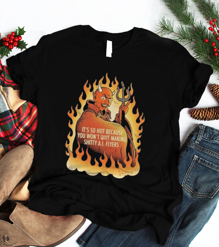Devil It's So Hot Because You Won't Quit Making Shitty AI Flyers T-Shirt