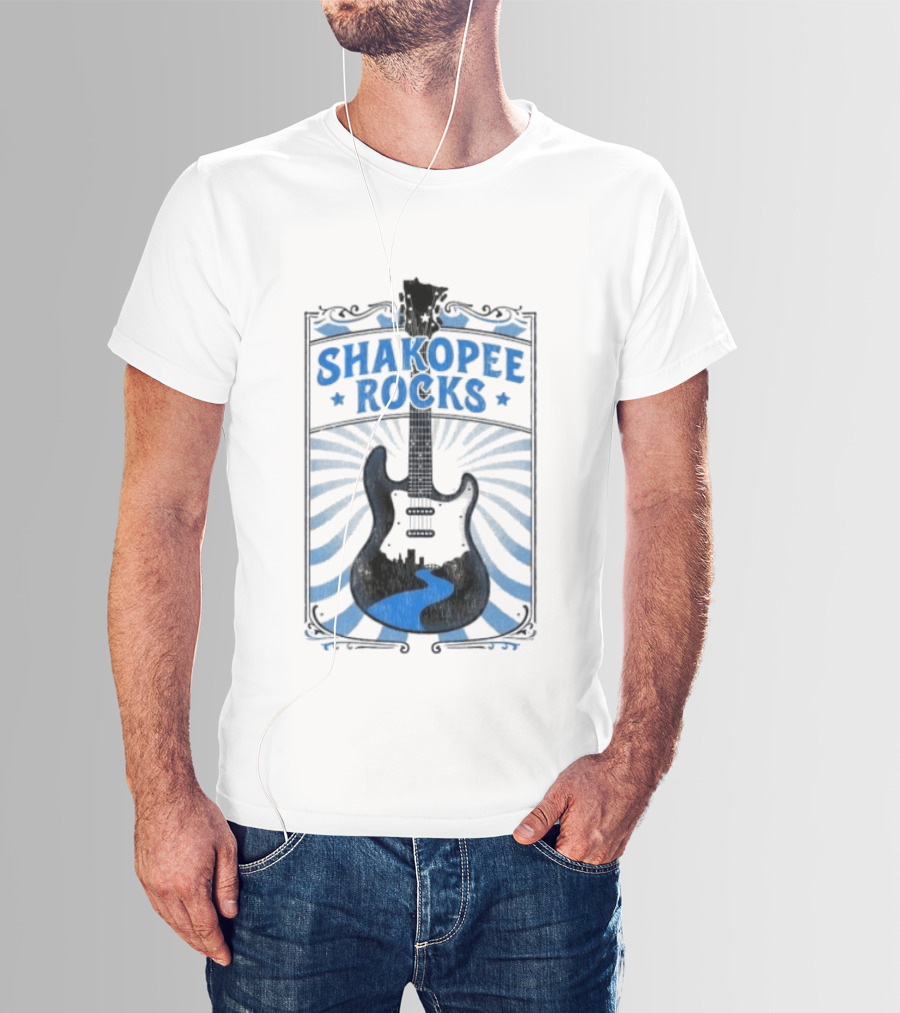 Shakopee Rocks Guitar Minnesota Rock And Roll Stripes T-Shirt