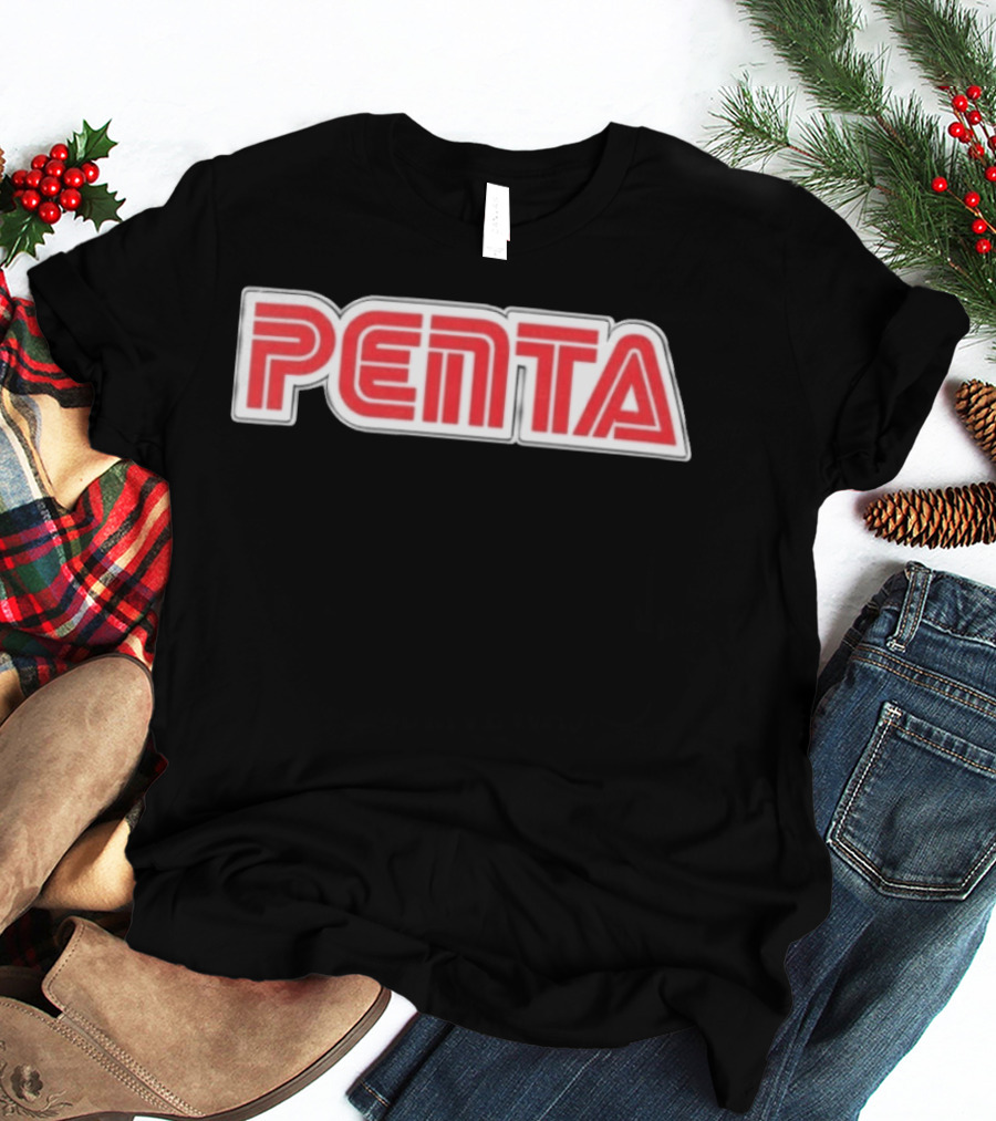 Penta Brand Retro 70s Style Bold Red Lettering T-Shirt