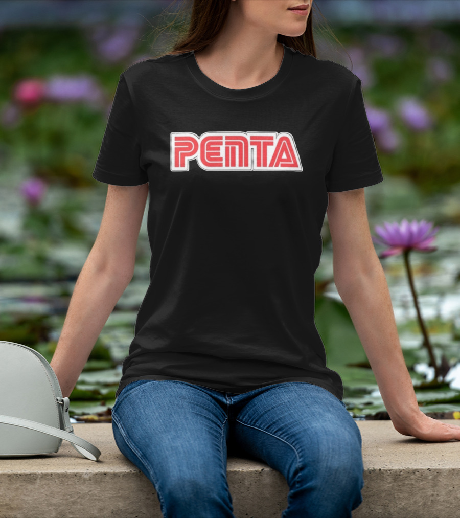 Penta Brand Retro 70s Style Bold Red Lettering T-Shirt