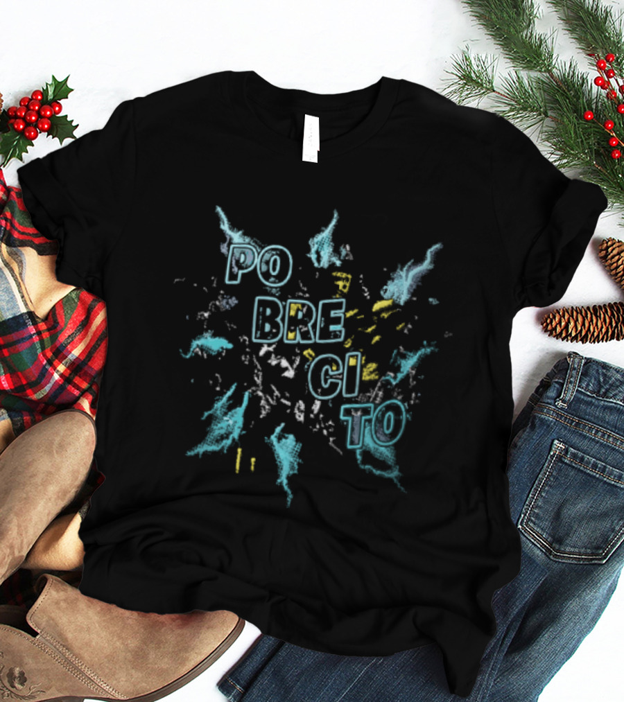 Pobrecito Cyan Yellow Pixel Splatter T-Shirt